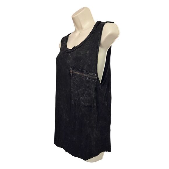 POL Black Distressed Lace Back Tank Top Size L - Picture 3 of 9